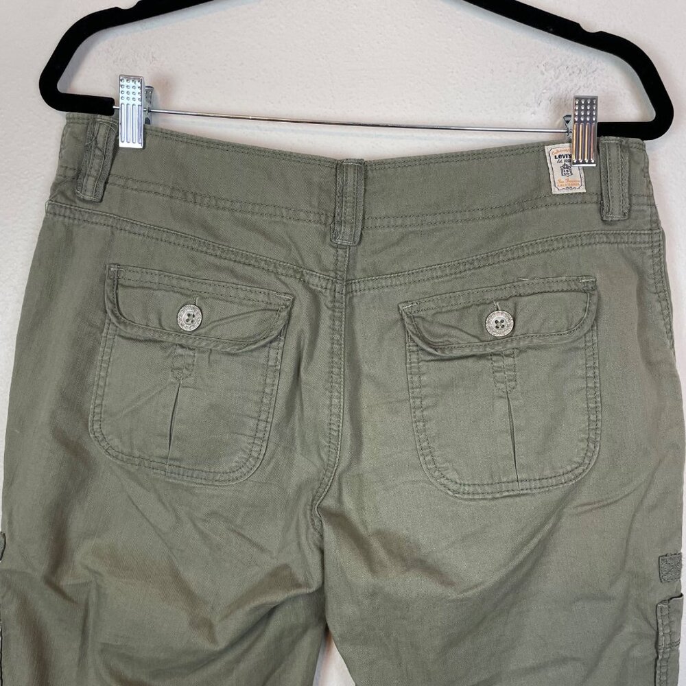 Levi's Women's 8 Y2K Capri Cargo Army Green Low Rise Pants Grunge Punk Skater - Picture 7 of 10